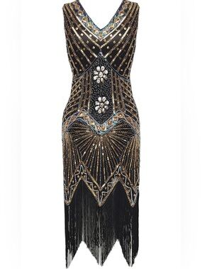 ✨ BABEYOND 1920s Gatsby Beaded Flapper Dress - Medium ✨